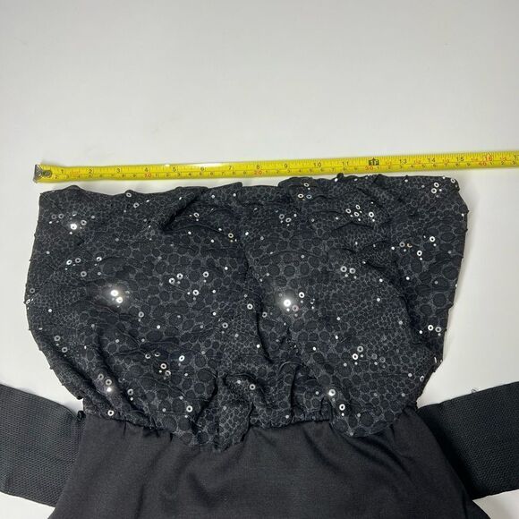 Cefiana BELTED A LINE Black Sequin Mini Dress Size M - Picture 12 of 13